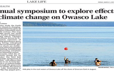 Auburn Citizen Article: “Annual symposium to explore effects of climate change on Owasco Lake” by Ann Robson, OWLA President
