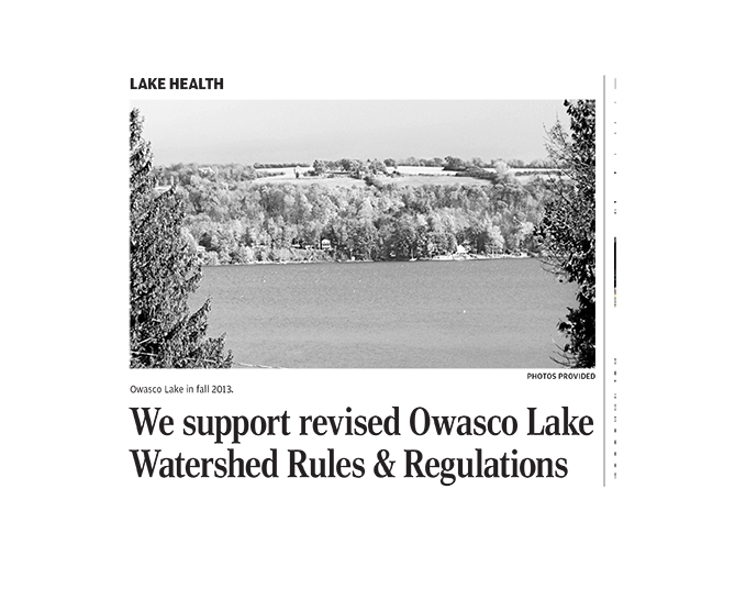 Auburn Citizen Article: “We support revised Owasco Lake Watershed Rules & Regulations”