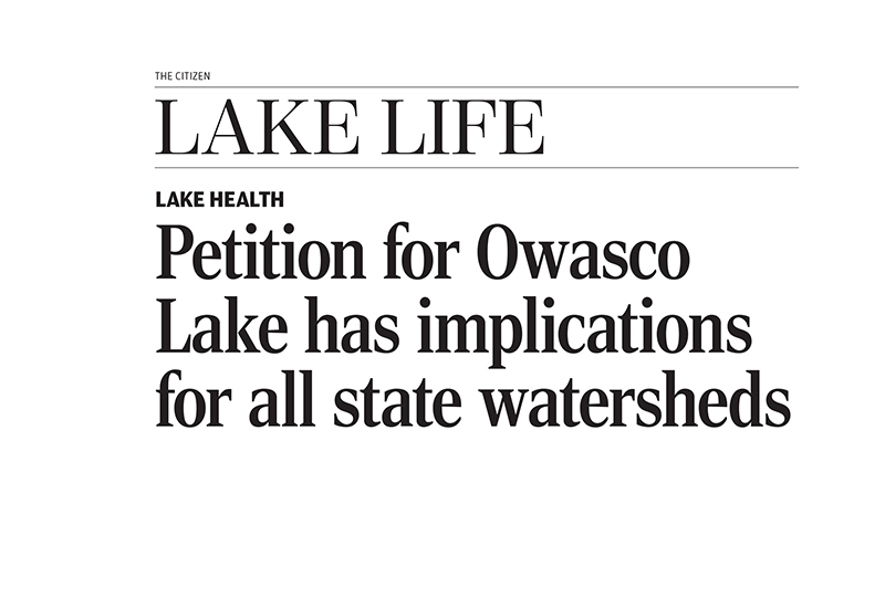 OWLA Citizen Article “Petition for Owasco Lake has implications for all state watersheds” by Ann Robson